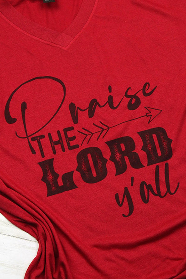 Praise The Lord Y'all Unisex Poly-Rich Blend V-Neck Tee