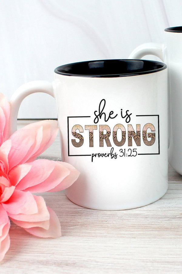 She Is Strong Two-Tone Mug